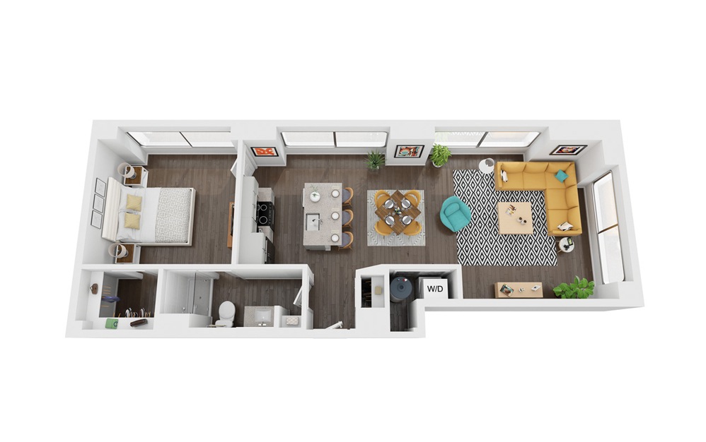 Surveyor - 1 bedroom floorplan layout with 1 bathroom and 759 - 772 square feet (3D)